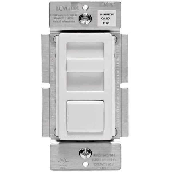 Leviton 011-IPL06-10Z  Decora LED, CF and Incandescent Slide Dimmer, Single Pole & 3-Way, 600W Inc. and 150W LED/CFL, On/Off Switch, 120 volt, White Finish