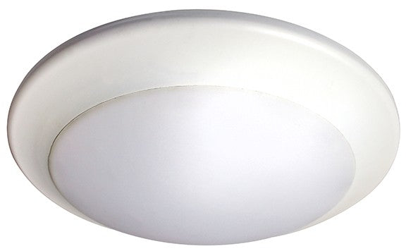 Westgate DLSN6-27K 6" 15 watt LED Downlight Disc Fixture, Surface mount, Polycarbonate White lens, 2700K, 1000 lumens, 50,000hr life, 120 volt, Dimming, White Finish, Suitable for Wet Location