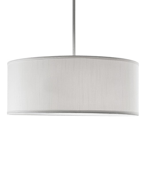 Kuzco 41083W 20" w Gregory White Fabric Pendant , 19.75"W X 8"H, Includes 3 X 12"1 X6" , 1 X4" Rods, (3) Medium Base A19 Sockets, Bulbs Excluded, White Acrylic Bottom Diffuser, Textured White Linen Shade, Brushed Nickel Finish
