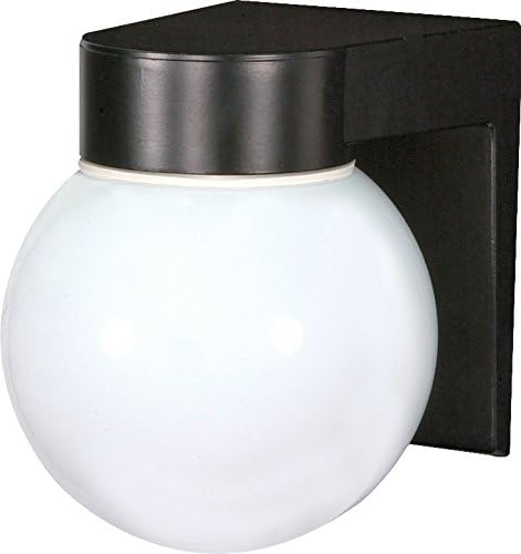 Nuvo SF77-140 1-Light Exterior Porch Globe Lantern, Medium (E26) Base, 120 Volt, White Glass, Black Finish