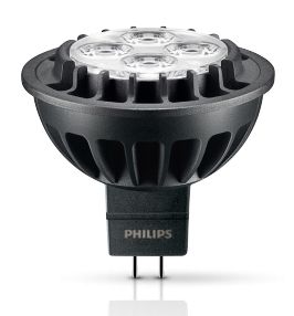 Philips 461590  7MR16/LED/F35/830/DIM/AF2 7 watt MR16 LED Reflector Lamp, Bi-Pin (GU5.3) base, 35° beam angle, 3000K, 500 lumens, 40,000hr life, 12 volt. *Discontinued*