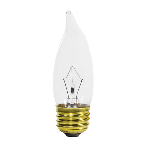 Halco 2015 40EFC/130V Clear 40 watt CA10 Flame Tip Lamp, Medium (E26) base, 330 lumens, 3,000hr life, 130 volt