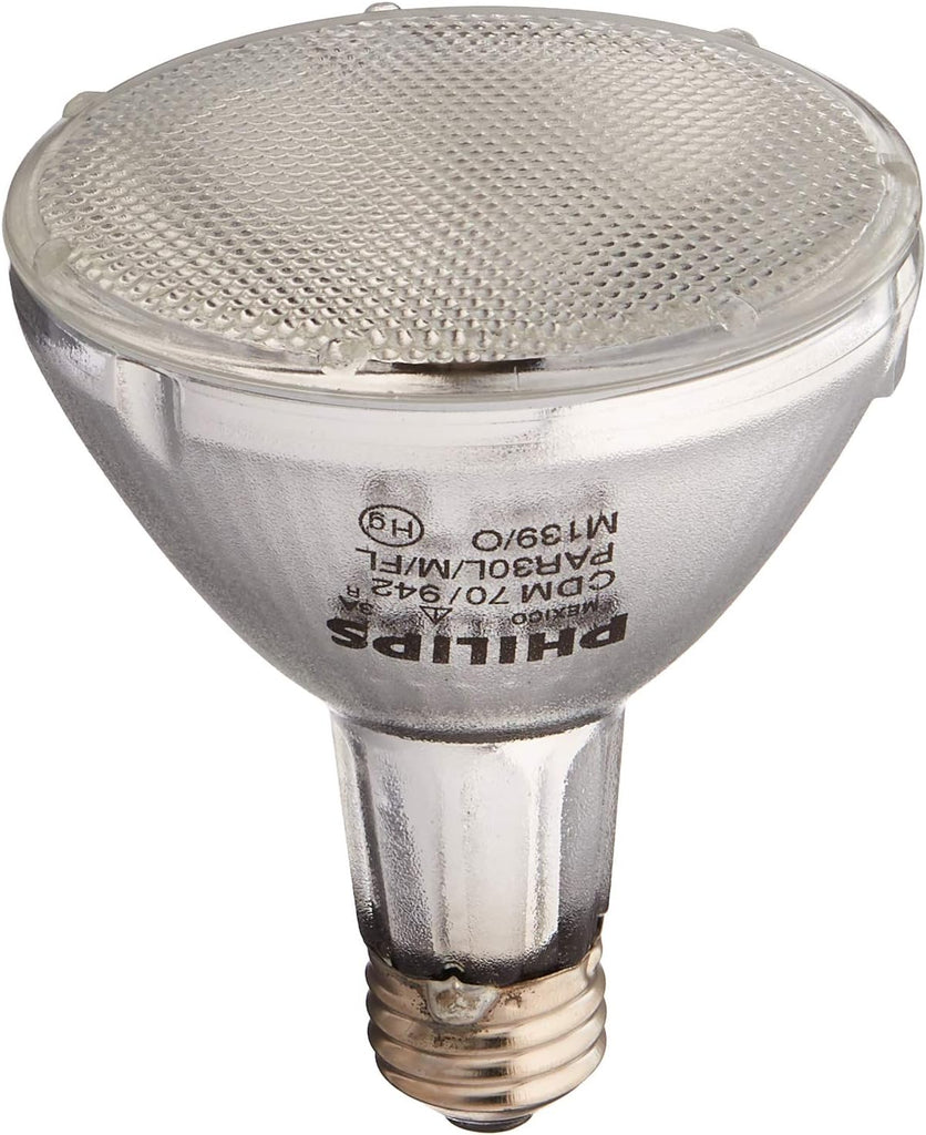 Philips 151431 CDM70PAR30L/M-FL-4K 70 watt PAR30 Long Neck Protected Pulse Start Ceramic Metal Halide Flood Lamp, Medium (E26) base, 40D beam angle, 4300 lumens, 9000hr life. *Discontinued*