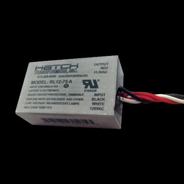 Hatch RL12-75A 120V-to-12V Dimmable Transformer, Side Lead, 75W Max. Load
