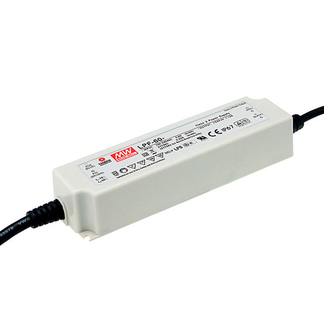 Meanwell LPF-60-24 60 watt Constant Voltage LED Driver, 120-277V Input, 24VDC Output, Non-Dimmable