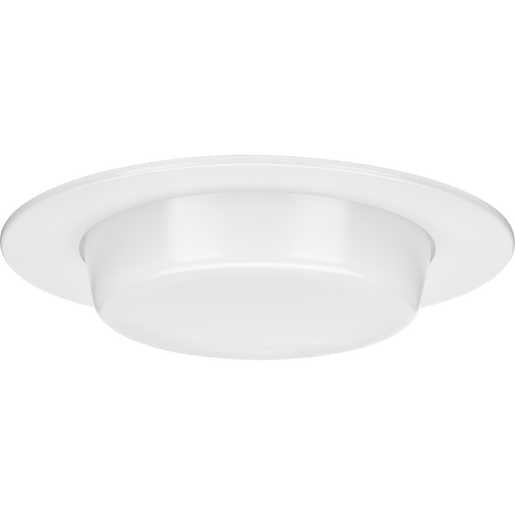 Progress Lighting P806005-028 6" Satin White Recessed Drop Lensed Shower Trim with Frosted Glass Diffuser, 7.5" x 7.5" x 2.5"h, (1) 60w A19 not included, Medium Base (E26) Housing Sold Separately, Satin White Finish