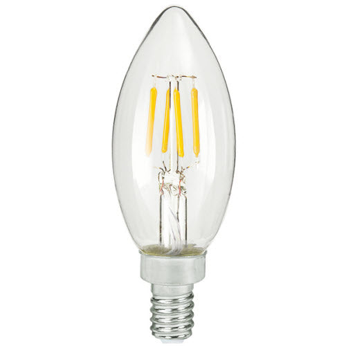 TCP FB11D4040E12SCL95 4 watt B11 LED Clear Filament Lamp, Candelabra (E12) Base, 4000K, 300 lumens, 15,000hr life, 120 Volt, Dimming