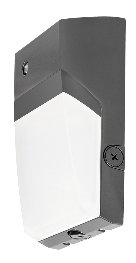 Rab WPTLED25N/D10/PC2USA  25 watt LED Tallpack Wall Fixture w/ Photocell to replace 70W MH/50W HPS, Wall Mount, 7-3/8" x 3-3/4" x 11-1/2" tall, 4000K, 2517 lumens, 100,000hr life, 120-277 volt, 0-10V Dimming, Bronze Finish, Made in USA. *Discontinued*