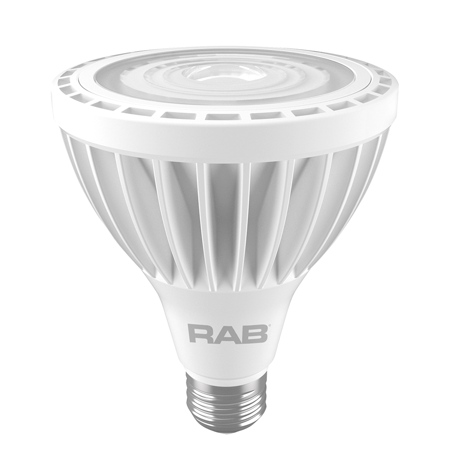 Rab PAR30L-19-E26-940-25D-ND 19 watt PAR30 LED Long Neck Floodlight Lamp, Medium (E26) Base, 4000k, 1800 lumens, 50,000hr life, 120-277 Volt, Non-Dimmable, White Finish