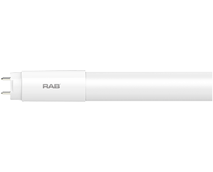 Rab T8-14-48G-840-SE-BYP-DIM 14 watt T8 LED 4' Linear Tube Lamp, Medium Bi-Pin (G13) Base, 4000K, 1800 lumens, 50,000hr life, 120-277 Volt, 0-10V Dimming, Single-Ended Ballast Bypass