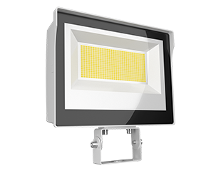 Rab X17FA80TW 80 watt LED Floodlight Fixture, 3000K/4000K/5000K Color Selectable, 11325 lumens, 100,000hr life, 120-277 Volt, 0-10V Dimming, Trunnion Mount, White Finish