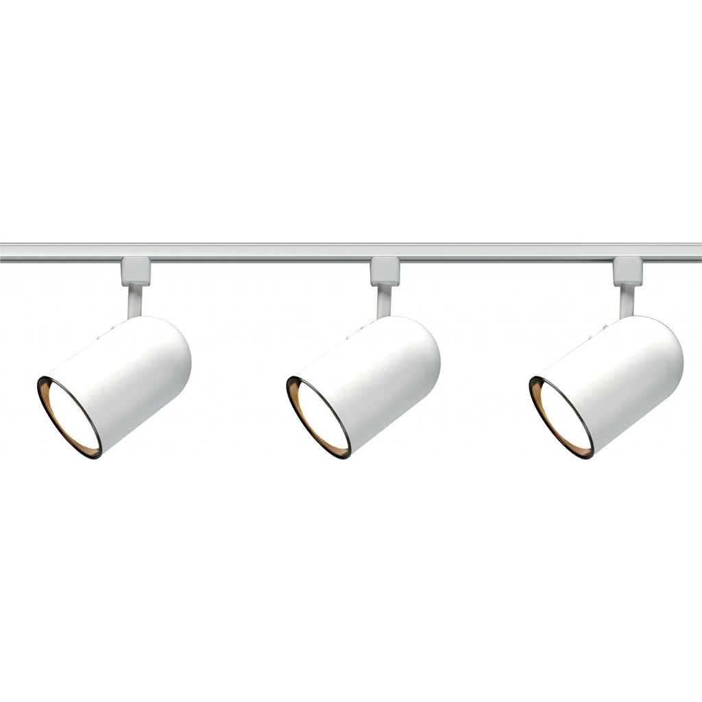 Nuvo TK322W 3-Lamp Bullet Cylinder Round Back Track Light Fixture, 48in. length, without Medium (E26) base R30 lamps, White Finish