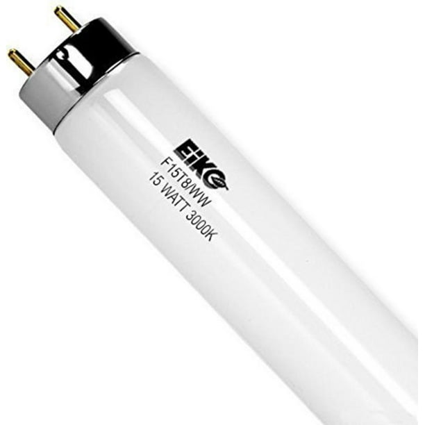 Eiko 15523 F15T8/WW 15 watt T8 Linear Fluorescent Lamp, 18" length, Medium Bi-Pin (G13) base, 3000K, 845 lumens, 7,500hr life