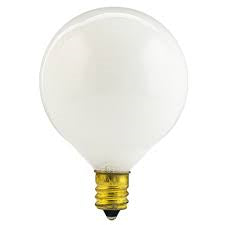 Halco 4017 40G16.5/FR/130V White 40 watt G16 Globe Lamp, Candelabra (E12) base, 330 lumens, 1,500hr life, 130 volt