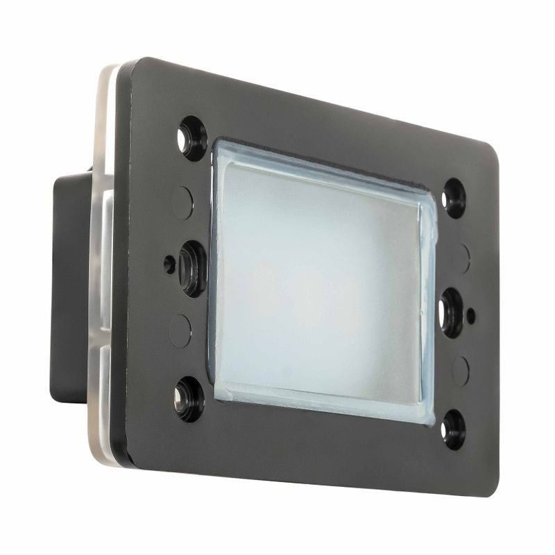 Westgate SLE-120V-30K 3 watt LED Single-Gang Step Light Engine, Frosted Glass lens, Integrated 3000K Module, 90 lumens, 50,000hr life, 120 volt, Black Polycarbonate Housing, Wet Location Rated