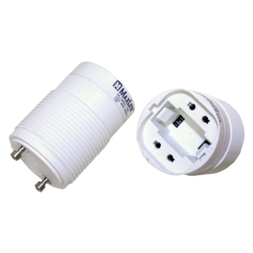 Maxlite 11285 ML13RGU Self-Ballasted Socket Adapter for 13W 4-Pin (G24q-1) CFL, Bi-Pin (GU24) base, 30,000hr life, 120 volt, Non-dimmable. Not for sale in California: Not Title 20 Compliant. *Discontinued*