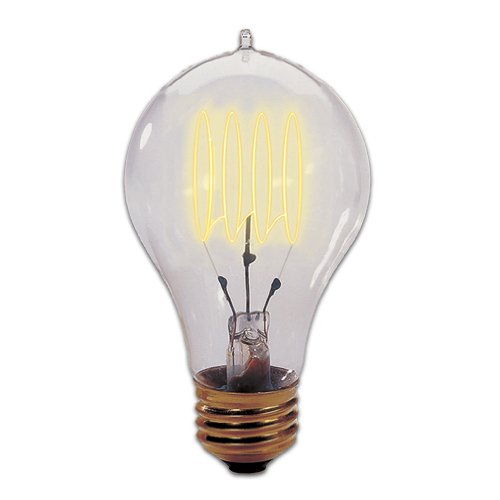 Bulbrite 134020 NOS40-40A19 Amber 40 watt A19 Quad Loop Filament Nostalgic Lamp, Medium (E26) base, 130 lumens, 3,000hr life, 120 volt