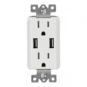 Enerlites 61501-TR2USB-W  4.0A High Speed "Smart" USB Charger w/ 15A Tamper Resistant Receptacle