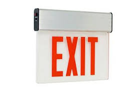 Utopia ELSR-1-W-WH Red Lettering LED Edge Lit Exit Sign Fixture, Single Face, White Housing & Face Panel, Battery Back-Up