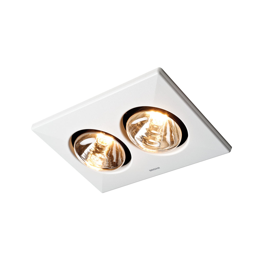 Broan 164 Ceiling Bathroom Exhaust Fan / Infrared Heater, 70 CFM, uses (2) 250 Watt Bulbs (not included), 4.0 Sones, White finish