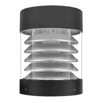 Lighting Supply Guy Envision LED-BLD-RD-5CCT-LV-FL-BL Bollard Head: Round Louver Flat Top Black Finish