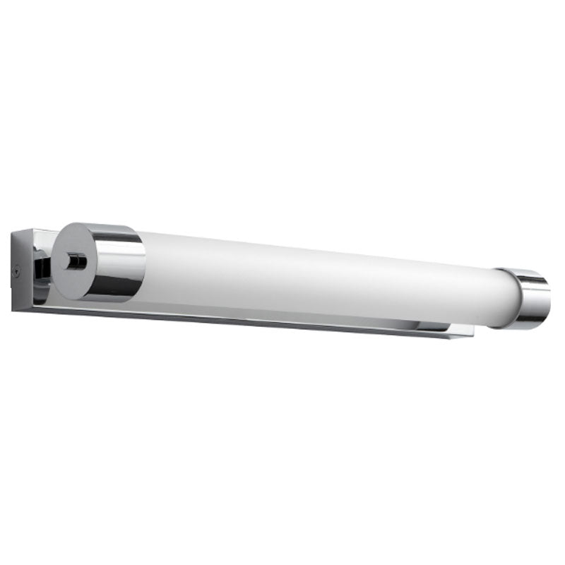 Oxygen 3-593-14  1-Light 30 watt LED Vanity Fixture, 3" x 26" length, Matte White Acrylic lens, 3000K, 1981 lumens, 120-277 volt, 0-10V Dimming, Polished Chrome Finish. *Discontinued*