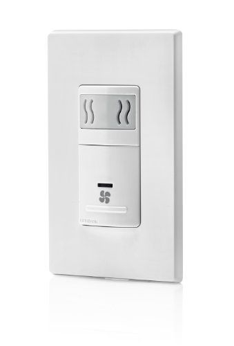 Leviton IPHS5-1LW Decora In-Wall Humidity Sensor & Fan Control, 3A, Single-Pole, 600W Incandescent, 150W LED, 10-45min. Time Adjustment, 120 volt, White Finish