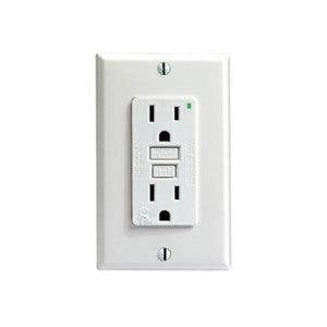 Leviton 7599-KW  15A, 120 volt GFI with Green Indicator LED, White Finish