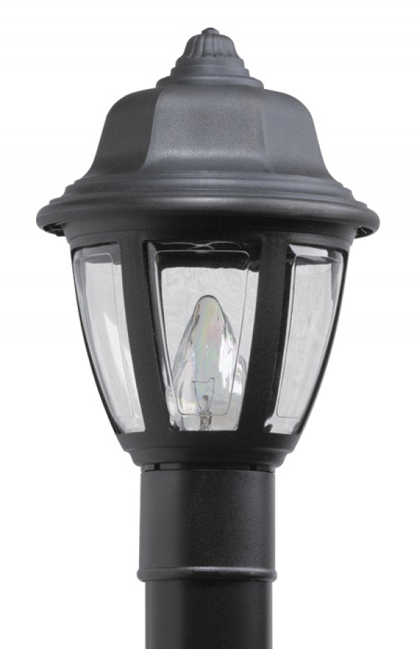 Wave 204T-L-LT12-C-BK 12 watt LED Outdoor Post Top Fixture, Opal Beveled Glass, Medium (E26) base socket, 4000K, 1040 lumens, 50,000hr life, 120 volt, Black Finish, Dimming