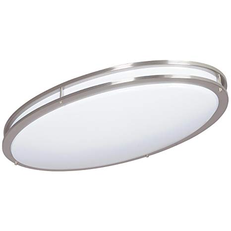 Sunset F9880-80 2-Light Oval Fluorescent Ceiling Fixture, Satin Nickel Finish