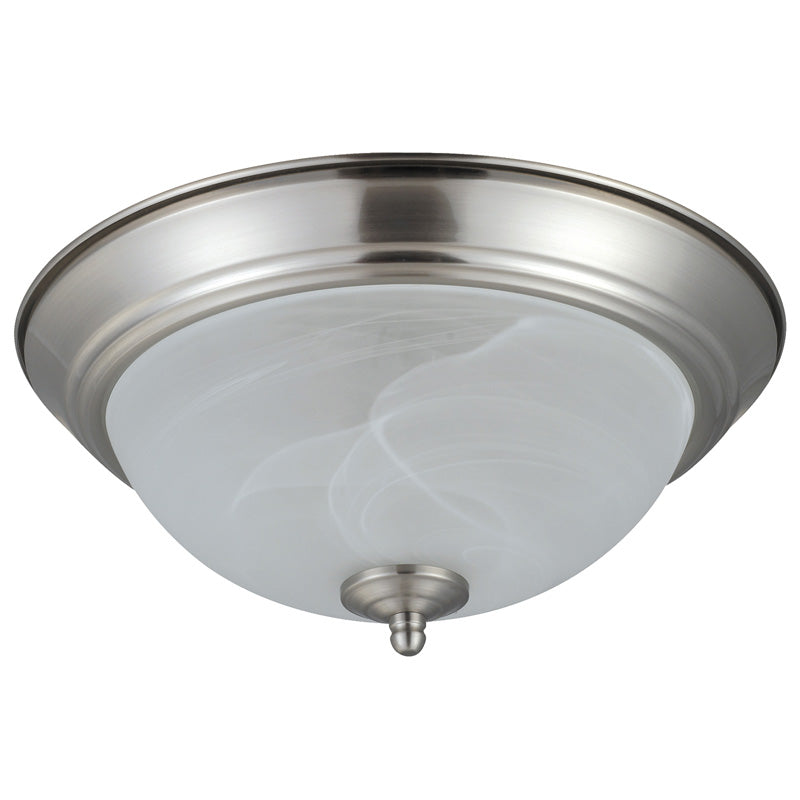 Sunpark 1014PG-213-62  2-Light 26 watt Ceiling Mount Fixture, 13" x 6.2" tall, Alabaster Glass lens, 13W Bi-Pin (GU24) base lamps, 120 volt, Satin Nickel Finish