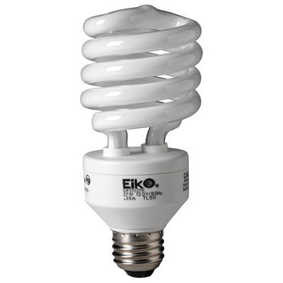 Eiko 05414 SP27/41K 27 watt Self-Ballasted Spiral Compact Fluorescent Lamp, Medium (E26) base, 4100K, 1700 lumens, 10,000hr life, 120 volt, Non-dimmable