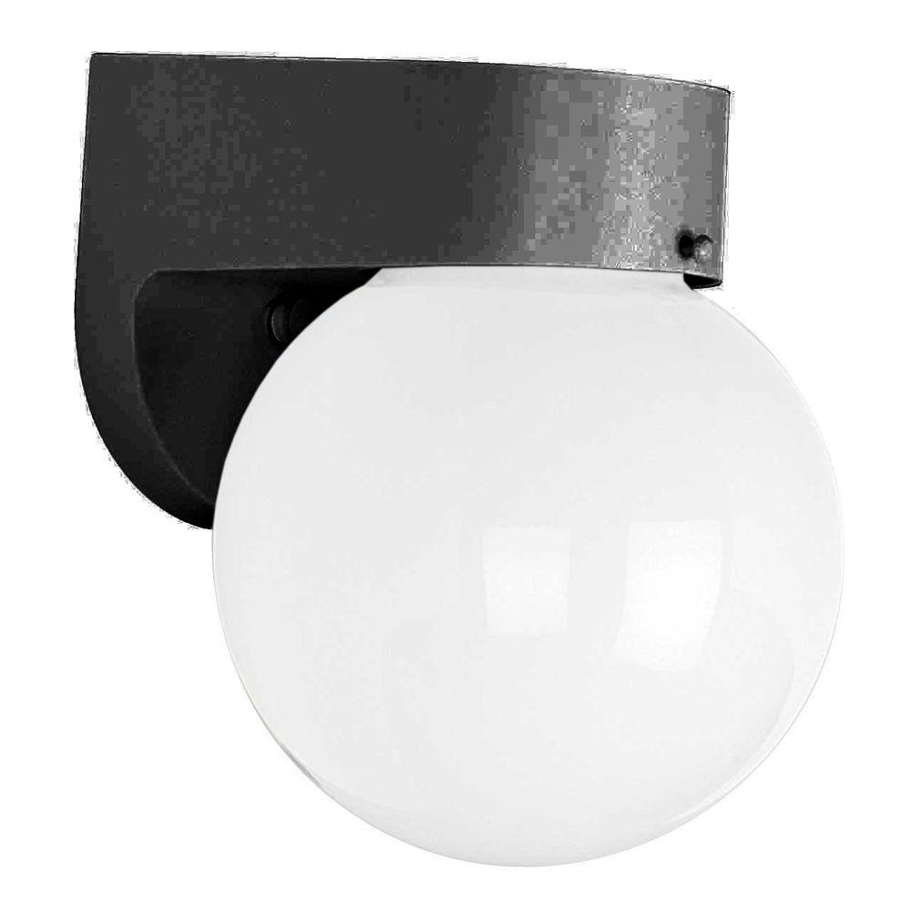 Sunset F4309-31  1-Light 60 watt Globe Fixture, 6" x 7-1/4" tall, White Acrylic lens, Medium (E26) base, 120 volt, Wet Location Rated, Black Finish