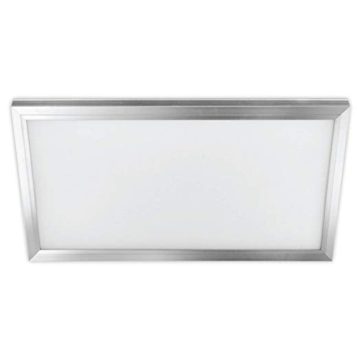 Feit FP1X2/4WY/NK 25 watt LED Edge Lit Flat Panel Ceiling Fixture, Flush Mount, 24" length, White Polycarbonate Lens, 5000K, 2000 lumens, 50,000hr life, 120 volt, Dimming, Brushed Nickel Finish. Must be purchased in multiples of 2.