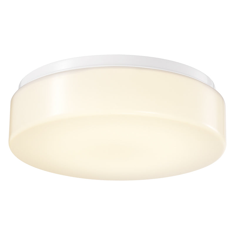 Sunpark 2-0246D-A-3000K 24 watt LED Round Puff Drum Ceiling Fixture, 14" x 3.6" tall, Acrylic shade, 3000K, 2560 lumens, 120-277 volt, White Finish