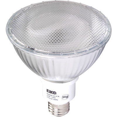 Eiko 06278 PAR38/23/41K 23 watt PAR38 Self-Ballasted Compact Fluorescent Flood Lamp, Medium (E26) base, 4100K, 1210 lumens, 8,000hr life, 120 volt, Non-dimmable