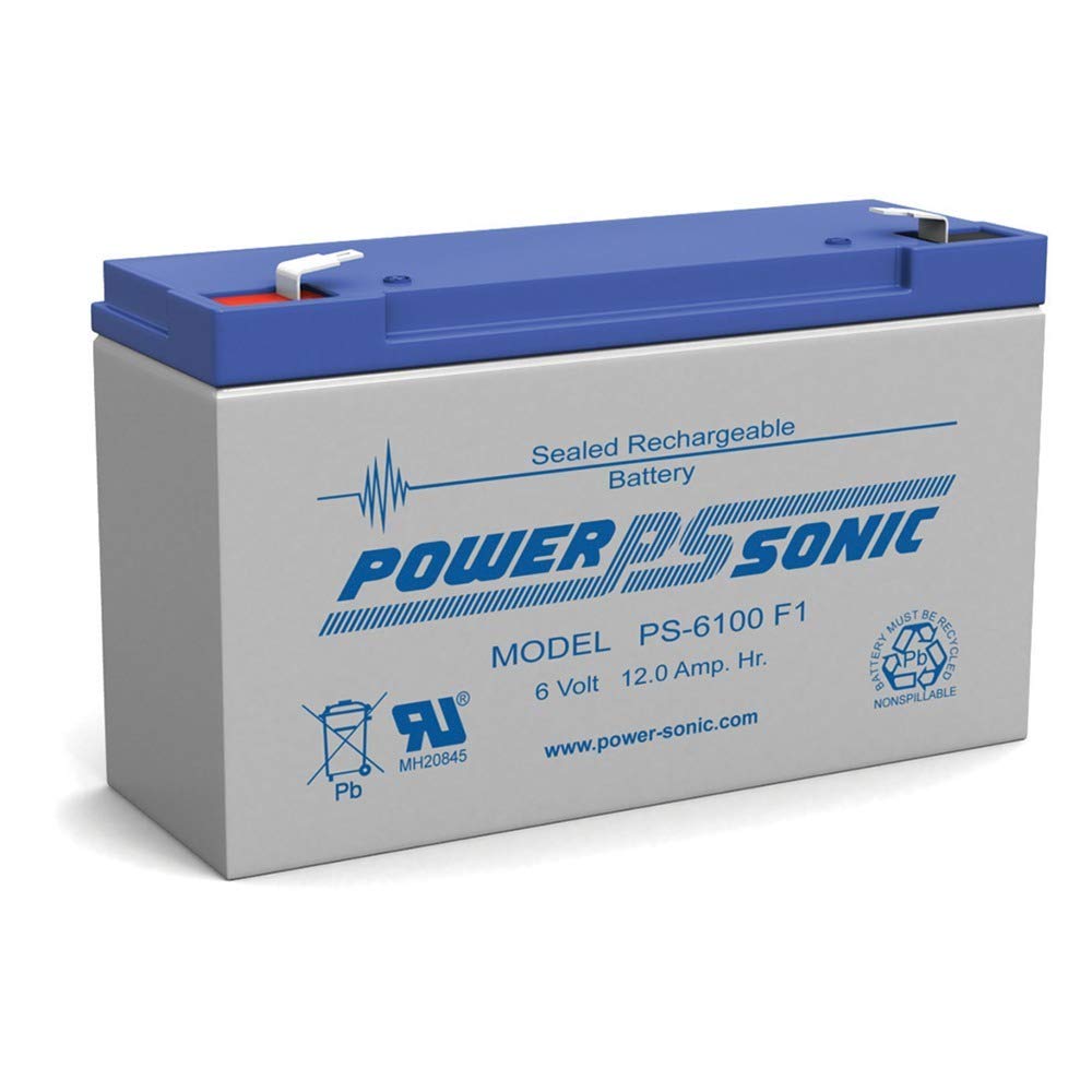 Powersonic PS-6100-F1 Sealed Lead Acid Battery, Quick Disconnect Tabs, 6 volt, 12.0 Amp Hour