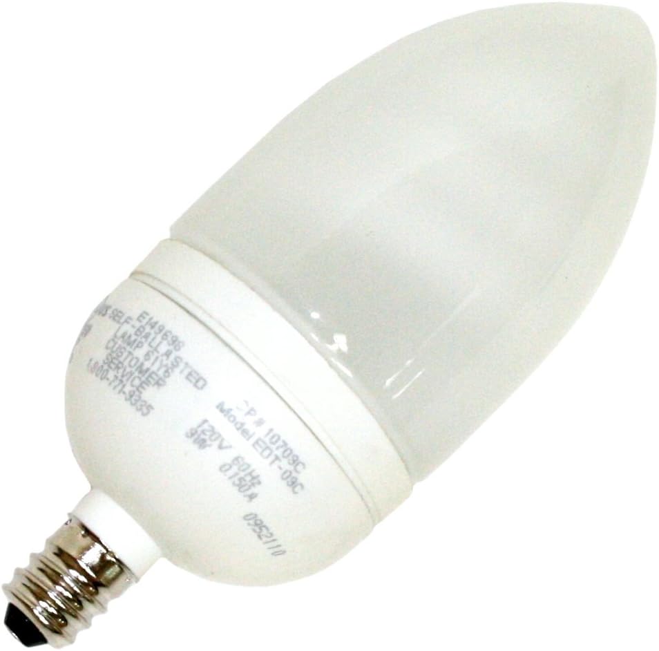 TCP 10709C65K 9 watt Blunt Tip Compact Fluorescent Lamp, Candelabra (E12) base, 6500K, 425 lumens, 8,000hr life, 120 volt, Non-dimmable