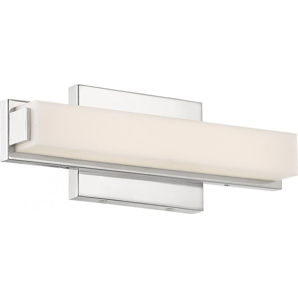Nuvo 62-1101 13w Slick LED Vanity Light, 13"w x 4.5"h x 2.88" ext, 3000K, 1040 lumens, 50,000hr life, 120 volt, Polished Nickel Finish, Dimmable