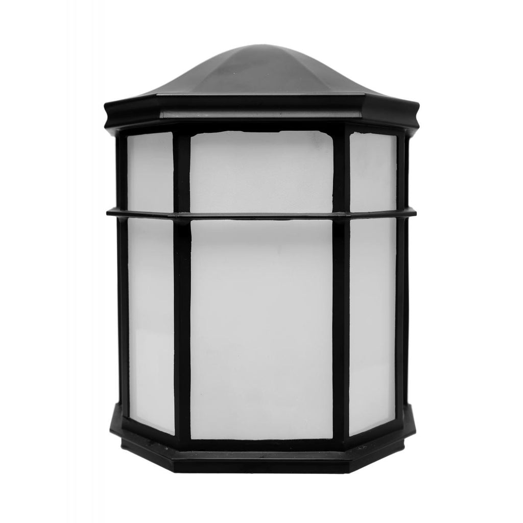 Nuvo 62-1417 13.5 watt LED Exterior Wall Fixture, 7.75" Width x 10" Height, 3000K, 750 lumens, 50,000hr life, 120 Volt, TRIAC/ELV Dimming,White Acrylic Lens, Black Finish. *Discontinued*