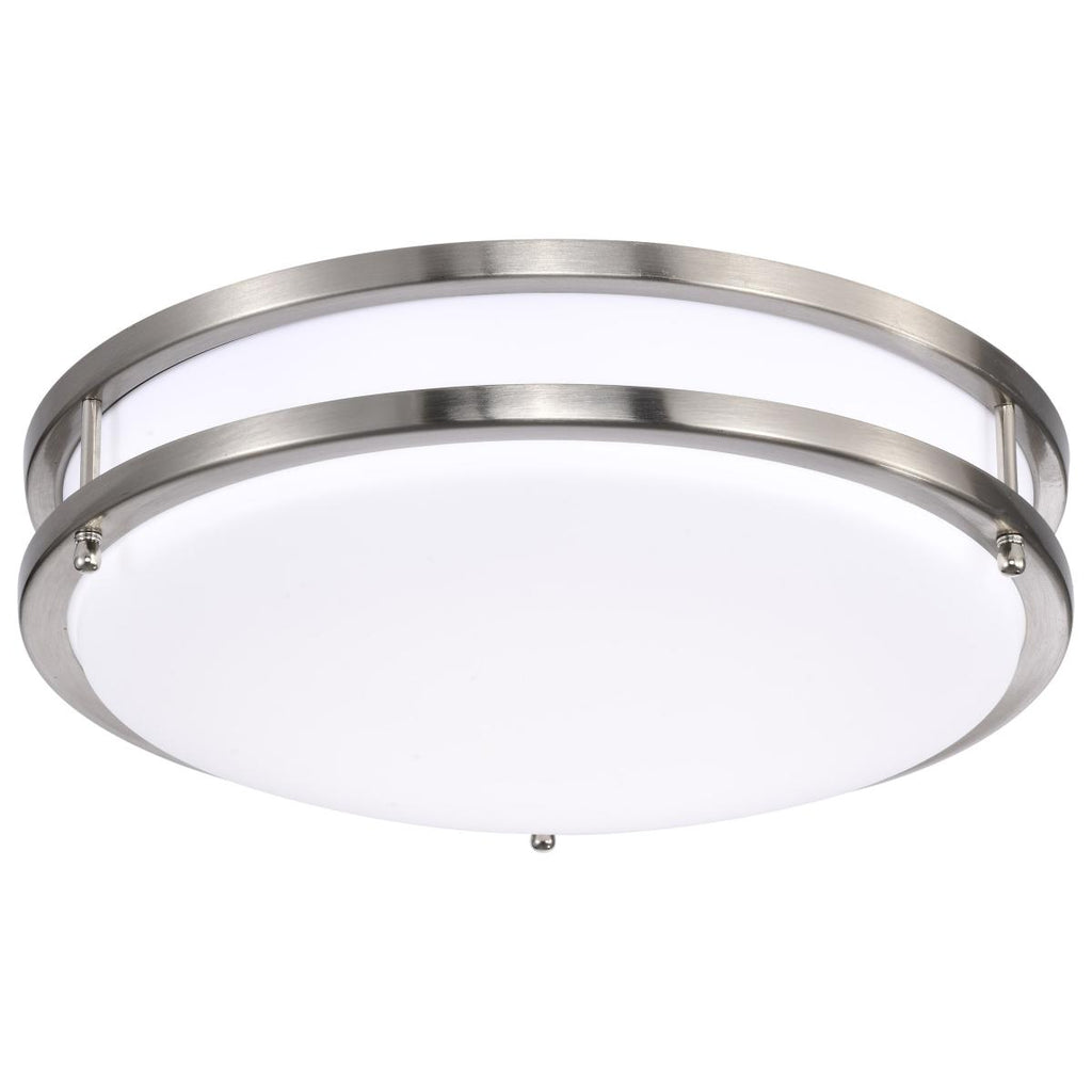 Satco 62-1636 25 watt LED 14" Round Drum Ceiling Light Fixture, 3000K-5000K Color Selectable, 2125 lumens, 50,000hr life, 120 Volt, Dimming, Brushed Nickel Finish