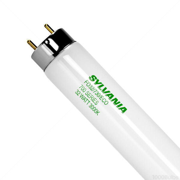 Sylvania 21997 FO32/730/ECO 32 watt T8 Linear Fluorescent Lamp, 48in. length, Medium Bi-Pin (G13) base, 3000K, 2800 lumens, 30,000hr life. *Discontinued*