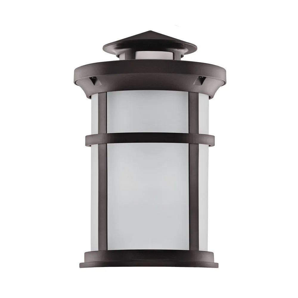 Euri SSEOL-WL11BRZ-1040e 11.5 watt LED Outdoor Cylinder Wall Lantern Fixture, 7.55" x 11.96" tall, White Frosted Glass lens, 4000K, 1050 lumens, 50,000hr life, 120 volt, Bronze, Non-dimmable, Wet Rated