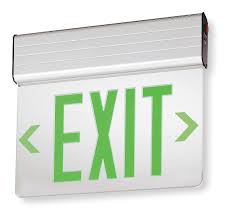 Lithonia EDG-2-G-EL Green Lettering Double Face Edge-Lit Exit Sign Fixture, Surface Mount, Battery Backup, Brushed Aluminum Finish. *Discontinued*