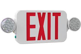 Exitronix VEX-U-BP-WB-WH-EL90  Red Lettering Lamp LED Exit/Emergency Light Combo Fixture, 120-277 volt, White Finish