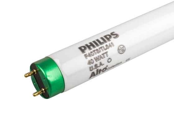 Philips 368472 F40T8/TL841 40 watt T8 Linear Fluorescent Lamp, 60in. length, Medium Bi-Pin (G13) base, 4100K, 3775 lumens, 20,000hr life. Sold online in cases of 25