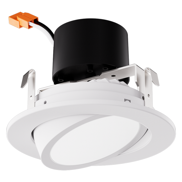 Elco EL416CT5W 9 watt LED 4" Adjustable Gimbal Recessed Downlight, 2700K/3000K/3500K/4000K/5000K Color Selectable, 700 lumens, 50,000hr life, 120 Volt, TRIAC/ELV Dimming, White Finish