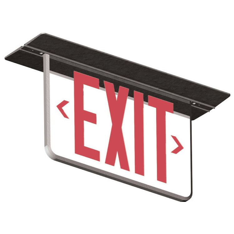 AstraLite ELX-UNVRC-1-RC-BLK-EM 1-Sided Red Letter Recessed Edge-Lit Exit Sign, Clear Face, Black Housing, 120-277 Volt, Battery Backup