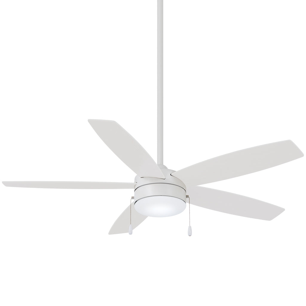 Minka Aire F673L-WHF 52" 5-Blade LED Ceiling Fan, 4762 CFM, 16W LED Module, 3000K, 1417 Lumens, 30,000hr life, Frosted White Glass