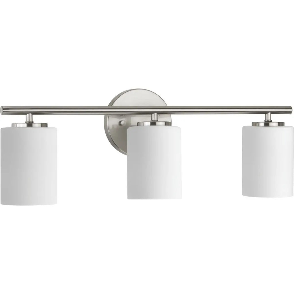 Progress Lighting P2159-09 Replay Collection Three-Light Bath & Vanity, Medium base (E26), Mount up or down, Brushed Nickel Finish